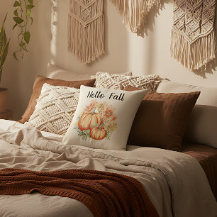 Coussin Bonjour automne aquarelle ferme maison automne cit