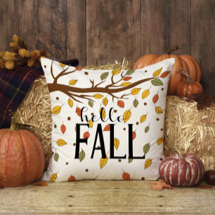 Coussin Bonjour Automne Feuilles Arbre Nom de famille Than