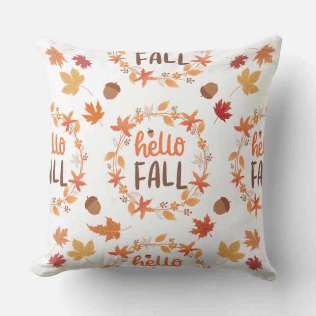 Coussin Bonjour Automne Feuilles de Motif sans couture (Recto)