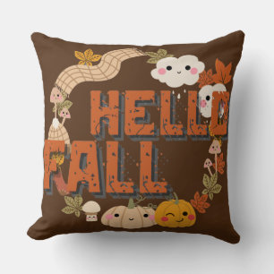 Coussin Bonjour Automne Mignonne Nature Automne feuilles C
