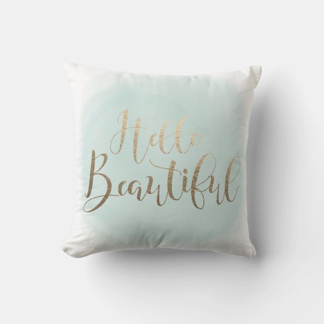 Coussin Bonjour bel or 16" de Faux x 16" carreau (Recto)