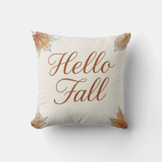 Coussin Bonjour Élégant Aquarelle Feuillage d'Automne 