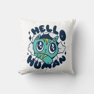 Coussin Bonjour humain Chat Mignon