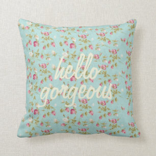Coussin Bonjour motif floral minable vintage magnifique