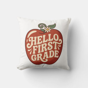 Coussin Bonjour Première Année Retro Pomme Retour à l'écol
