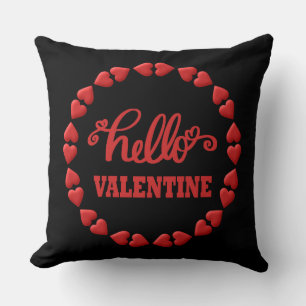 Coussin Bonjour Saint-Valentin  Cœur rouge heureux de la S