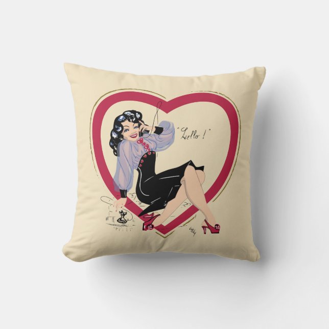 Coussin Bonjour Valentine Pin-Up Girl (Recto)