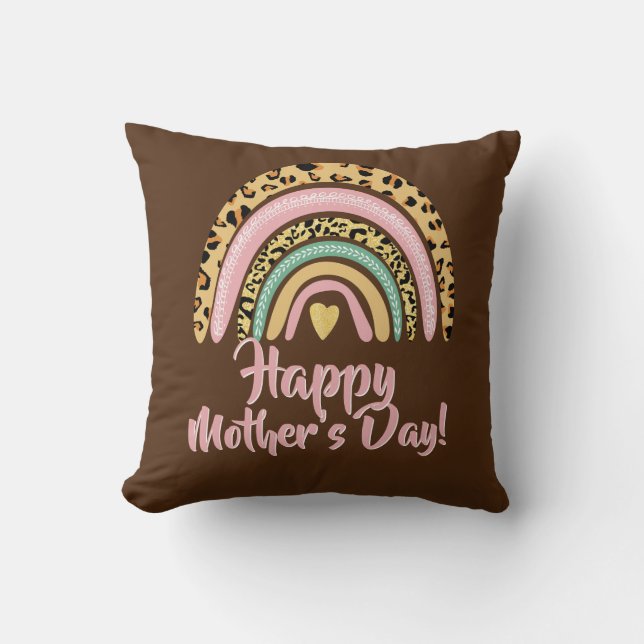 Coussin Bonne fête des mères Empreinte de léopard rose arc (Recto)