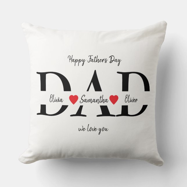 Coussin Bonne Fête des pères avec le nom des enfants - (Recto)