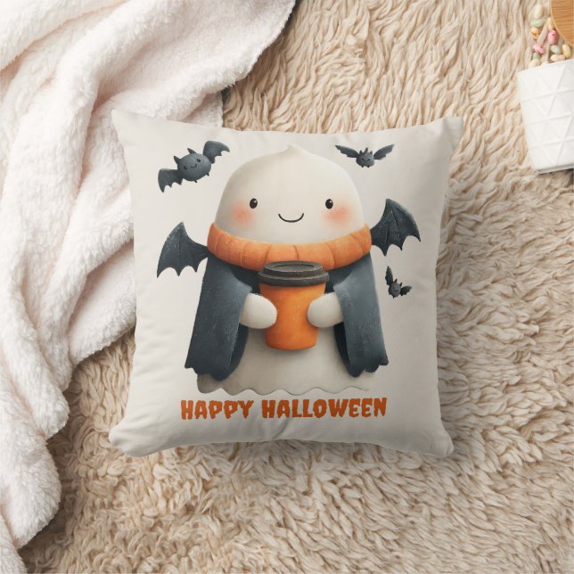 Coussin Bonne Halloween jolie conception de fantôme (Couverture)
