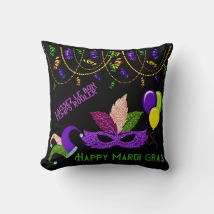 Coussin Bonne Mardi Gras Beads Célébration du Masque