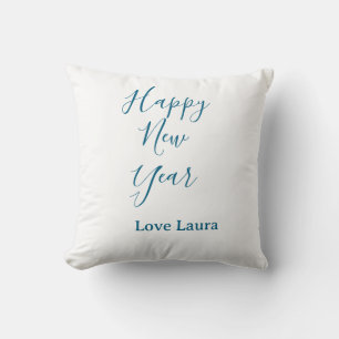 Coussin Bonne nouvelle année ajouter nom amour bleu simple