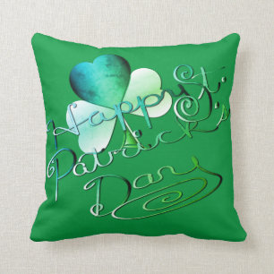Coussin "Bonne Saint Patrick's Day" écrit à la main avec l