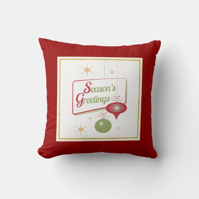 Coussin Bonnes Fêtes graphiques de Noël du style des année (Recto)