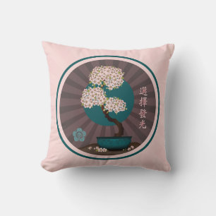 Coussin Bonsai floral "Choisir de briller" Art asiatique