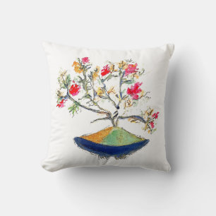 Coussin Bonsai rose japonais par Areilla & Lily Designs