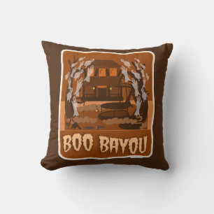 Coussin Boo Bayou Haunted Halloween Art Éffrayant