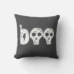 Coussin "Boo" Halloween gris Jeu d'oreiller