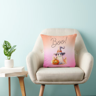 Coussin Boo ! Jolie Halloween Jack-O' Lanterne Ghost