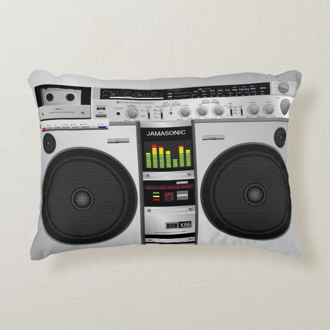 Coussin Boombox Retro des années 80 personnalisé (Devant)