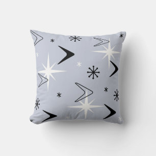 Coussin Boomerangs modernes du milieu du siècle Bleu argen