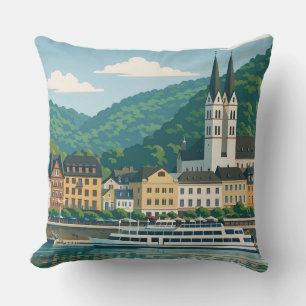 Coussin Boppard Allemagne Voyage Scénique Vintage Art