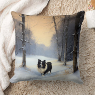 Coussin Border Collie Qu'il neige Noël