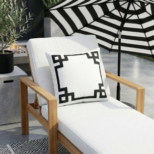Coussin Bordure Clé Grecque Noir et Blanc