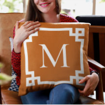 Bordure clé grecque orange et blanc brûlés