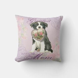 Coussin Bordure Collie Heart Maman
