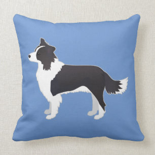 Coussin Bordure Collie Noir race Chien Vue latérale Silhou