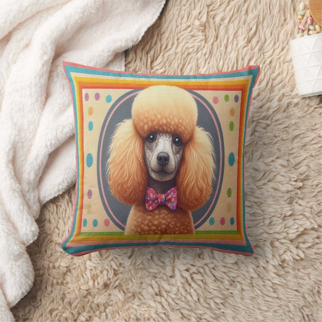 Coussin Bordure colorée du chien de caniche réaliste et él (Couverture)