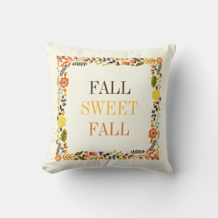 Coussin Bordure florale automne couleurs orange jaune