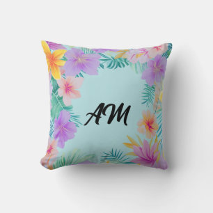 Coussin Bordure Florale Tropicale Esthétique d'Été
