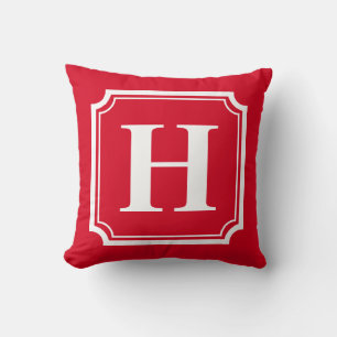 Coussin Bordures classiques   Monogramme personnalisé roug