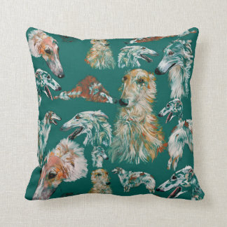 Coussin Borzois en Turquoise
