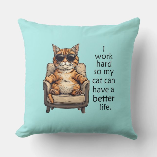 Coussin Boss de chat - Drôle Thème de chat Pilote (Recto)