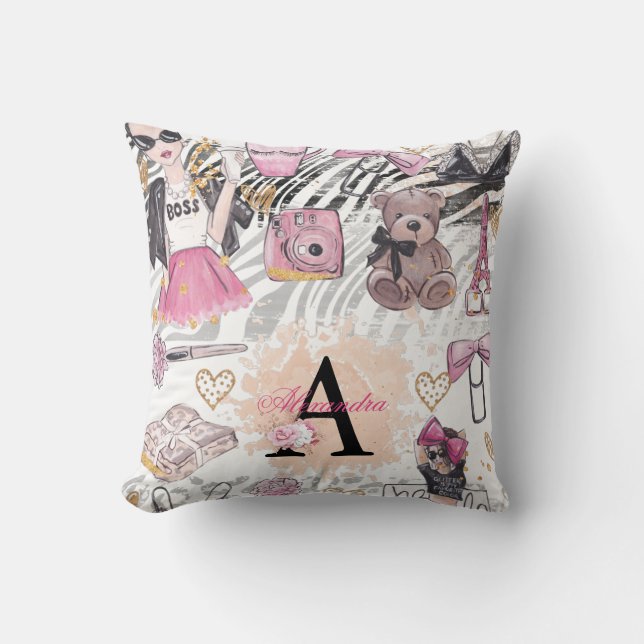 Coussin Boss de fille personnalisée de luxe (Recto)