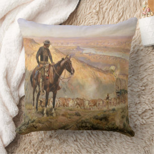 Coussin Boss vintage Western Cowboy Wagon
