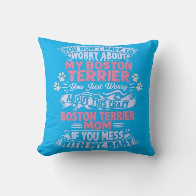 Coussin "Boston Terrier" lance l'oreiller. (Recto)