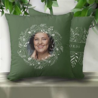 Coussin Botanical Foliage Frame Custom Photo