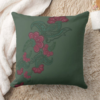 Coussin botanical green leaf pillow