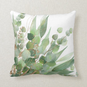 Coussin botanique blanc vert frais Sage