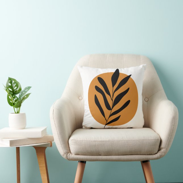 Coussin Botanique Boho Terre couleur Abstraite feuille Art (Chaise)