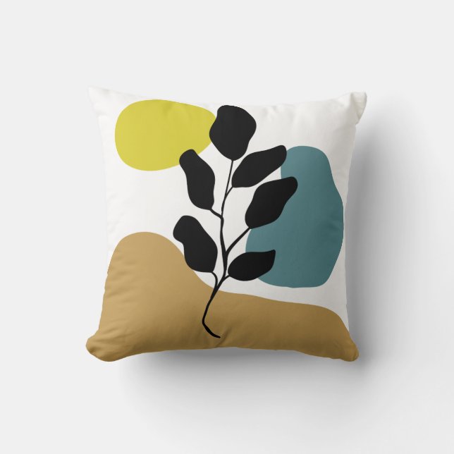Coussin Botanique Boho Terre couleur Abstraite feuille Art (Recto)