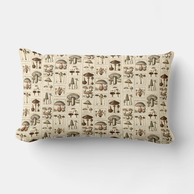 Coussin botanique d'impression de champignon (Recto)