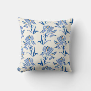 Coussin Botanique Motif à fleurs géométrique baroque Iris.