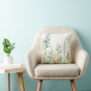 Coussin Botanique Plante Vert Blanc Design 311