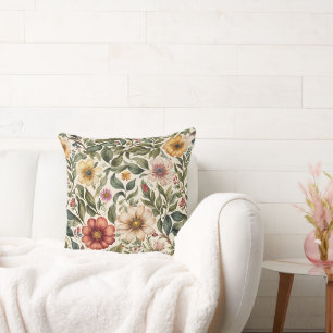 Coussin Botanique Rose couleur chaude