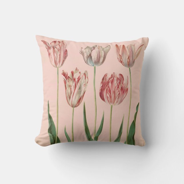 Coussin botanique vintage de tulipe (Recto)